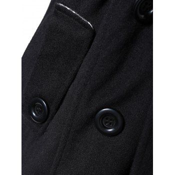 Hooded Belted Wool Blend Coat, BLACK, XL in Jackets & Coats | DressLily.com
