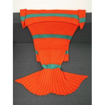 

Comfortable Crochet Knitting Striped Mermaid Blanket, Sweet orange
