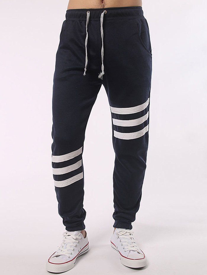 

Drawstring Stripe Insert Jogger Pants, Cadetblue