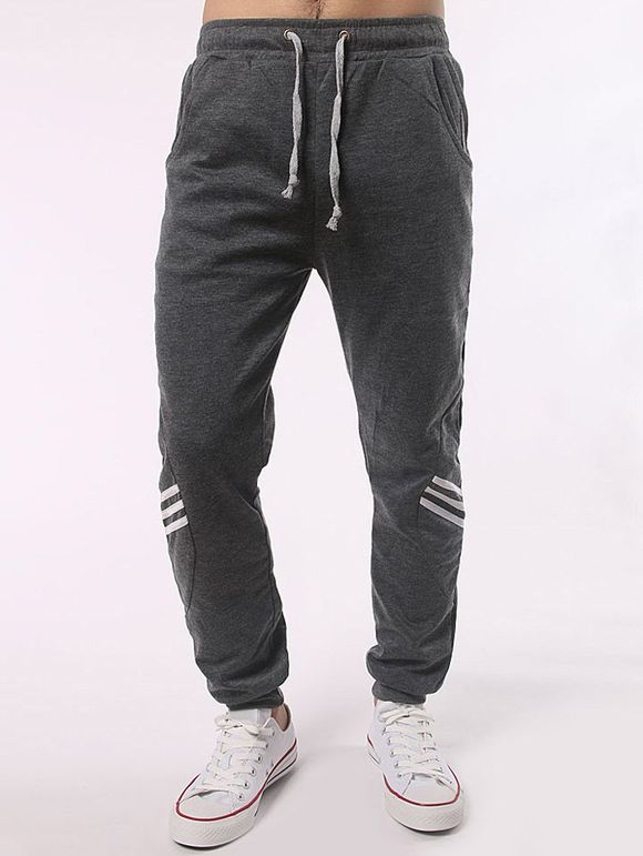 Pantalons Œillet Stripe Paneled Drawstring Jogger - gris foncé 2XL