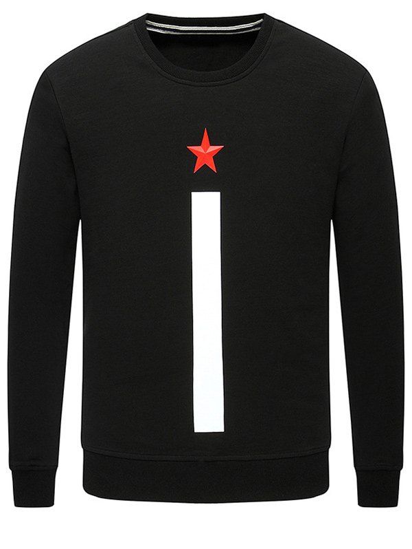

Crew Neck 3D Star Printed Sweatshirt, Black