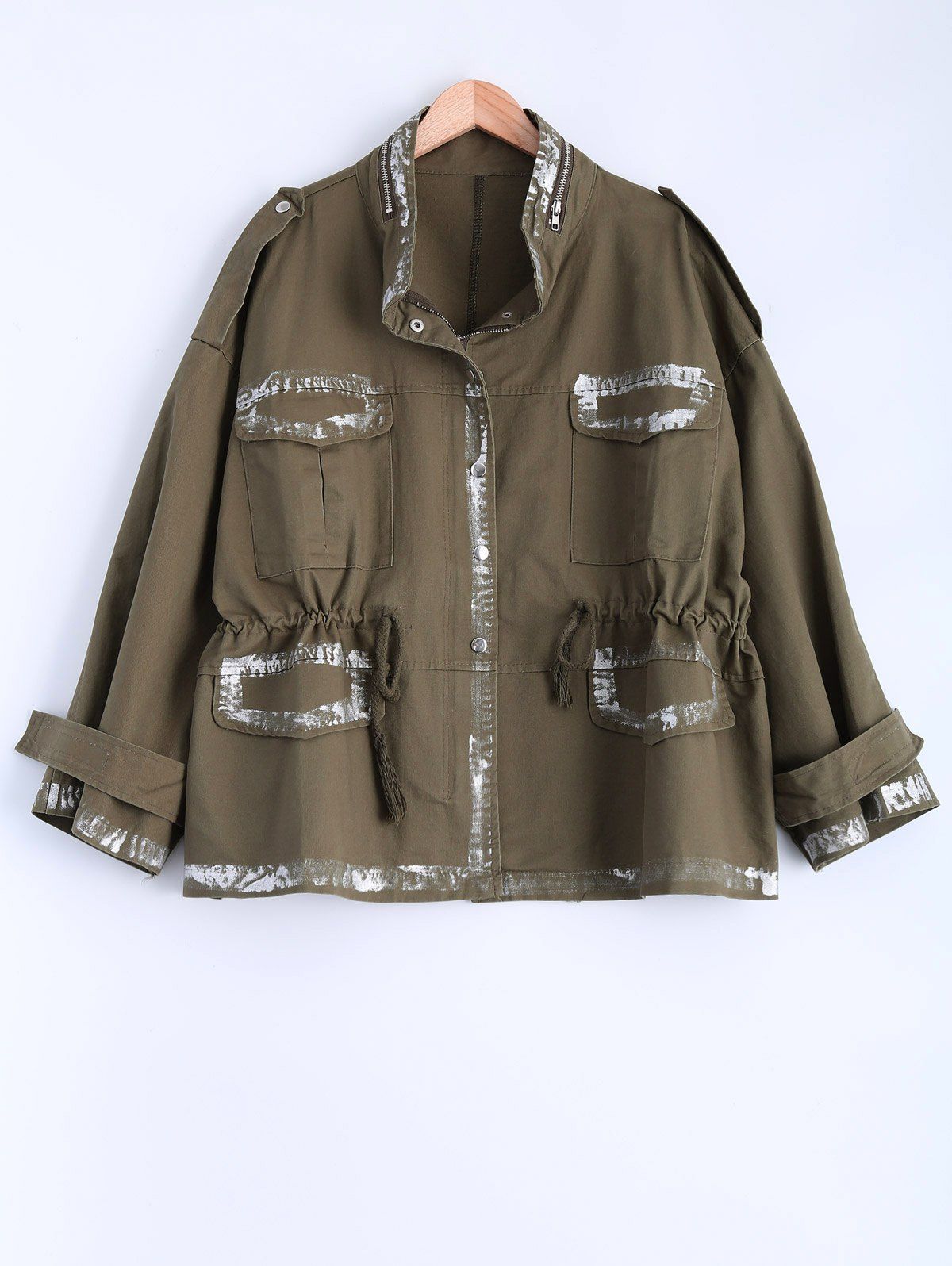 

Epaulet Drawstring Utility Jacket, Army green