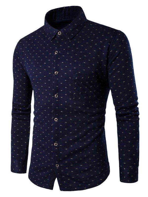 

Long Sleeve All-Over Printed Thermal Shirt, Purplish blue