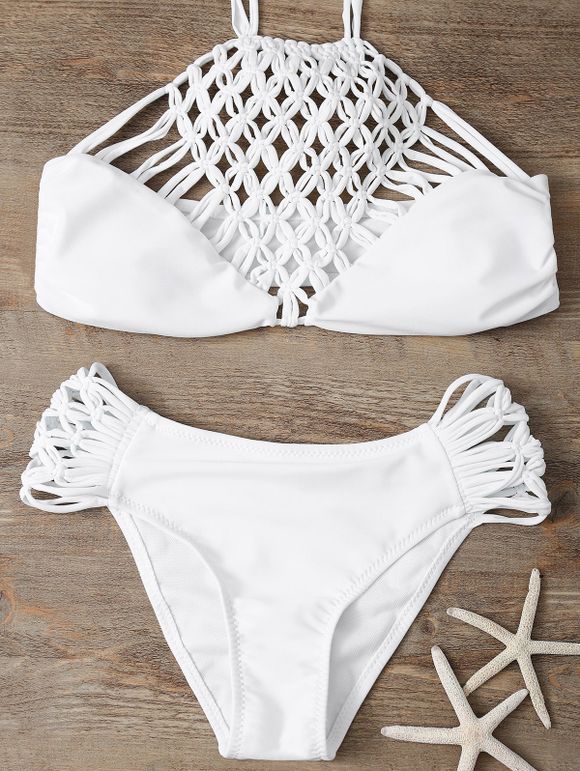 Bikinis tricoté à bretelles - Blanc S