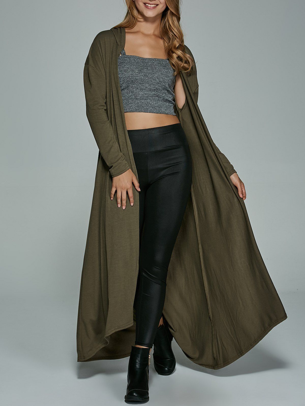 

Hooded Longline Maxi Dust Coat, Army green