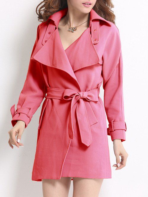 

Wrap Fitting Trench Coat, Rose red