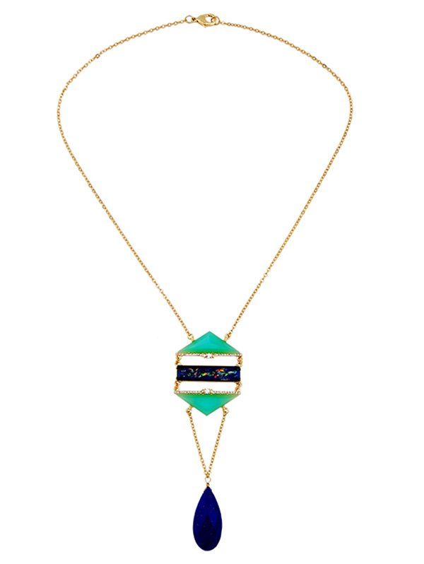 

Retro Water Drop Rhinestone Pendant Necklace, Green