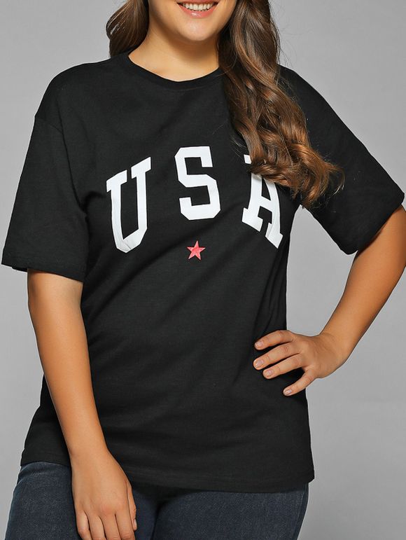 T-shirt USA Etoile Imprimée - Noir 2XL