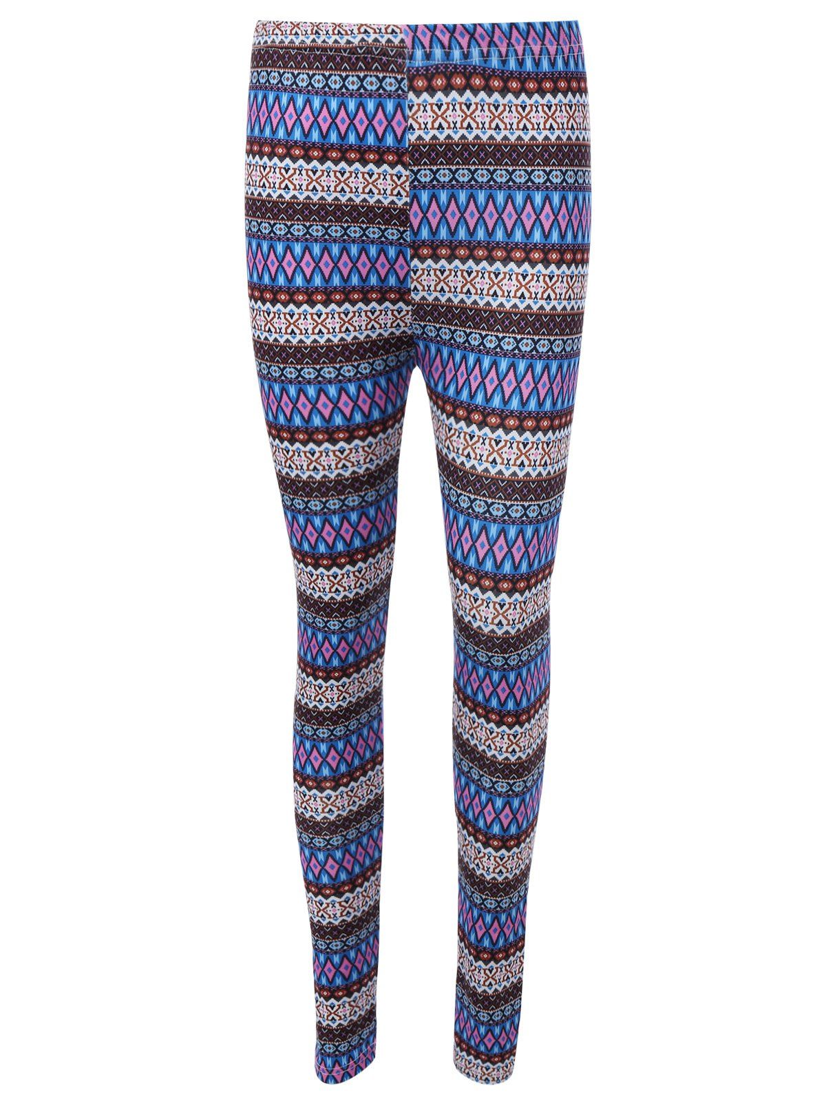 

Ethnic Printed High Waist Leggings, Blue