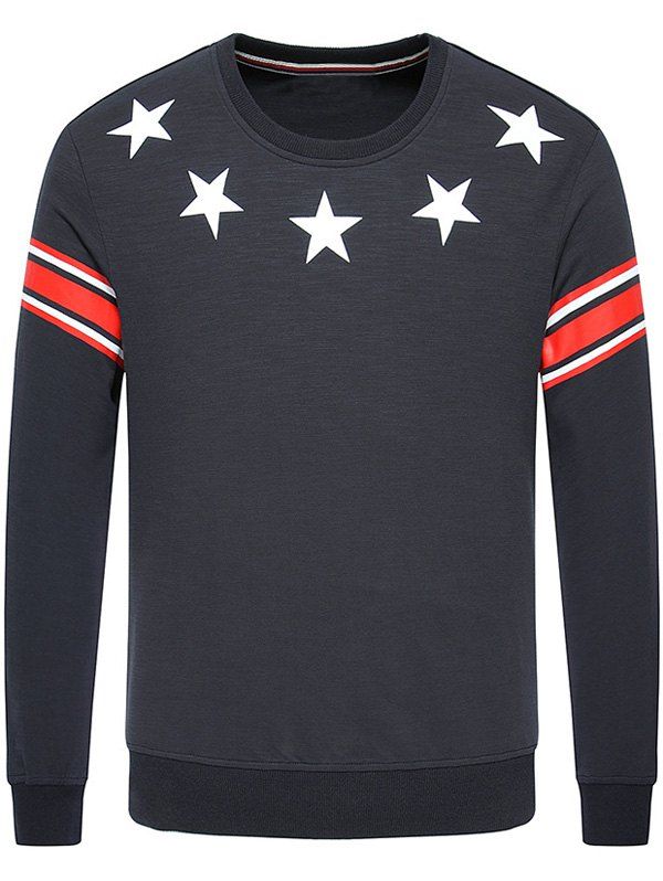 

Long Sleeve Star Printed Crew Neck Sweatshirt, Deep gray