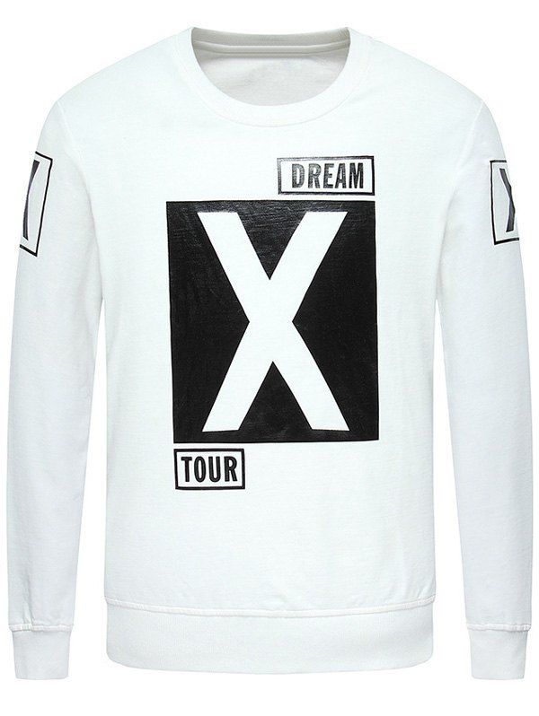 

Crew Neck Long Sleeve Graphic Printed Sweatshirt, White