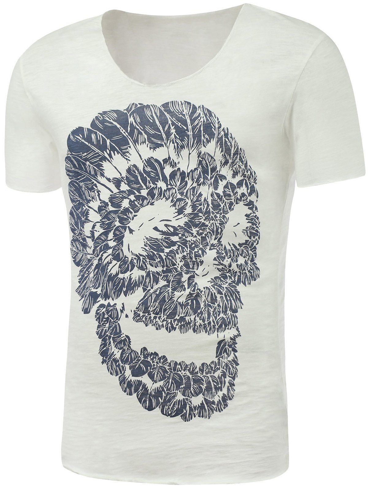 

Short Sleeve Skull Print Round Neck T-Shirt, White