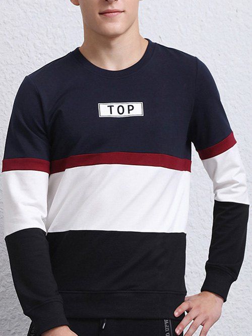 

Long Sleeve Stripe Insert Crew Neck Sweatshirt, Sapphire blue