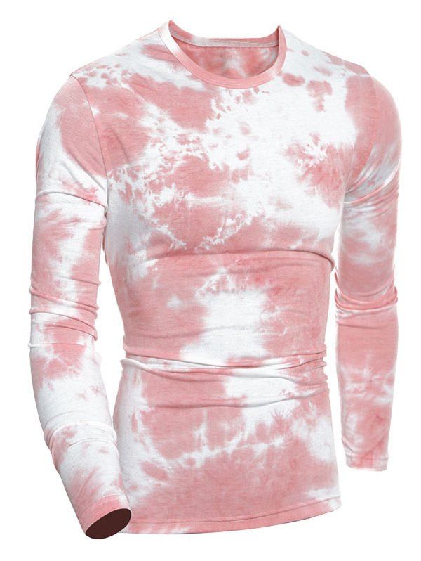 

Tie-Dyed Long Sleeve Crew Neck T-Shirt, Pink