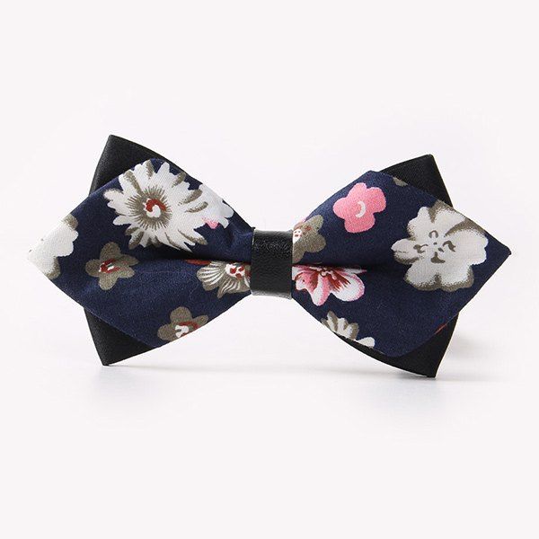 

Business Suit Small Flowers Sharp-Angled Double-Deck Bow Tie, Cadetblue