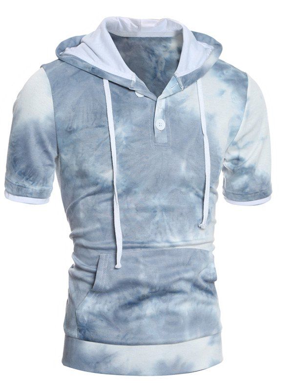 blue short sleeve hoodie