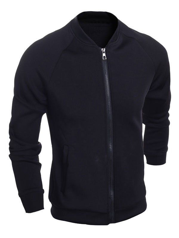 

Raglan Sleeve Zipper Up Brief Jacket, Black