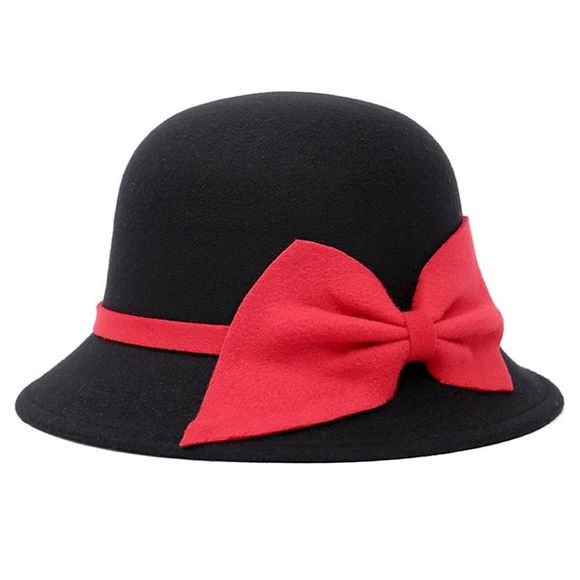 Retro bowknot Strappy Dome Fedora Hat - Noir 