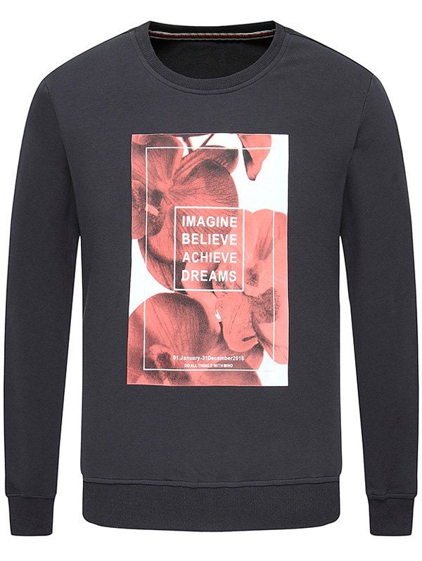 

Long Sleeves Crew Neck Graphic Sweatshirt, Deep gray