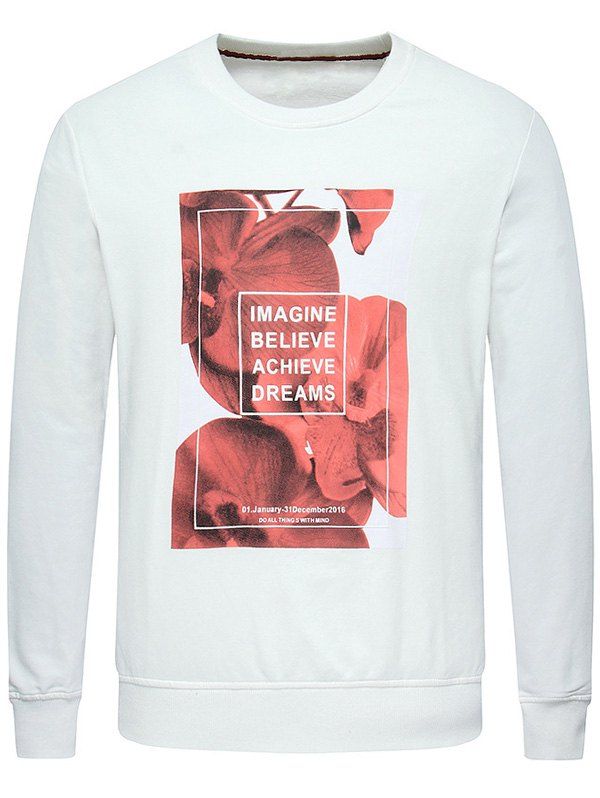 

Long Sleeves Crew Neck Graphic Sweatshirt, White