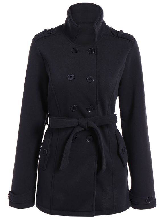 Double Coat Breasted Belted - Noir S