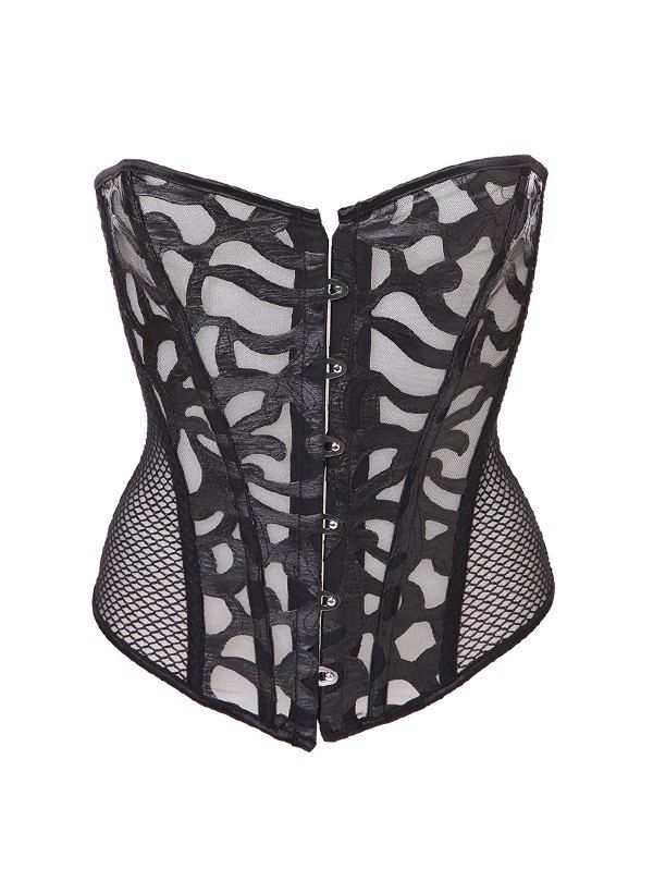 

Cut Out Lace-Up Corset With Panties, Black