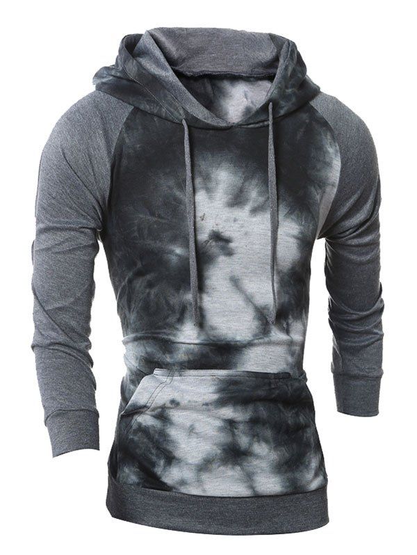 

Tie-Dyed Raglan Sleeve Pullover Hoodie, Deep gray