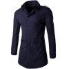 Slim Flap Pocket Button-Down Collar Coat - Bleu Violet L