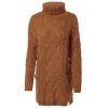 Jacquard Casual Solid Color Slit Sweater pour les femmes - Brun ONE SIZE