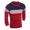 Ras du cou Color Block Geometric Sweater - Rouge vineux M