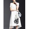 Peinture à deux couches de style chinois Midi Dress - Blanc S