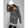 Heathered dentelle Patchwork Sweater - Gris ONE SIZE