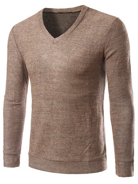 Manches longues col V Knitting Sweater