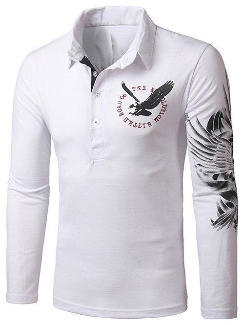 Aigle Lettres Motif T-shirt à manches Polo - Blanc XL