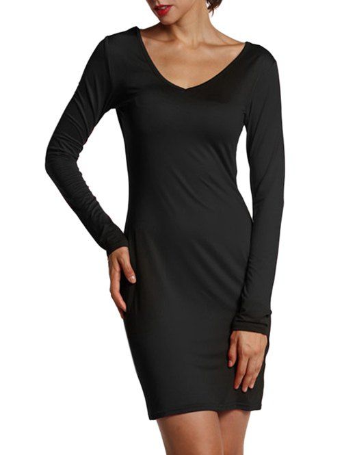 

Plunge Sheath Mini Dress, Black
