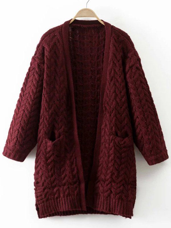 

Warm Pocket Lambdoidal Cardigan, Wine red