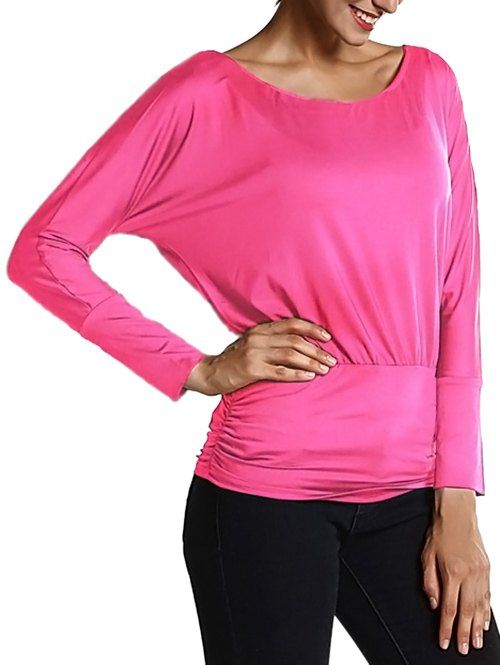 

Ruched Dolman Sleeve Blouse, Rose red