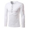 Button Up Long Sleeve Henley Shirt - Blanc XL