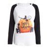 Raglan manches Happy Halloween T-shirt - Blanc 4XL