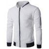 Rib Splicing Argyle Knurling stand Collar Jacket - Blanc L