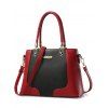 Métal Agrémentée cuir PU Color Block Tote - Rouge 