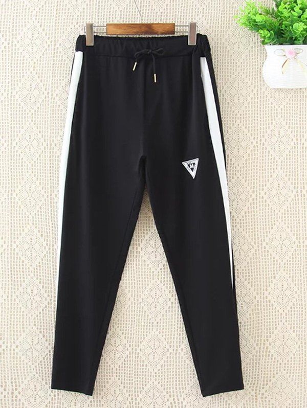 

Drawstring Side Stripe Jogging Pants, Black