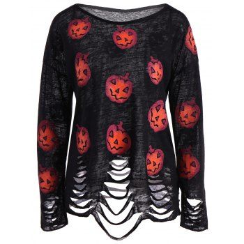 Pumpkin Ripped Halloween Knitwear