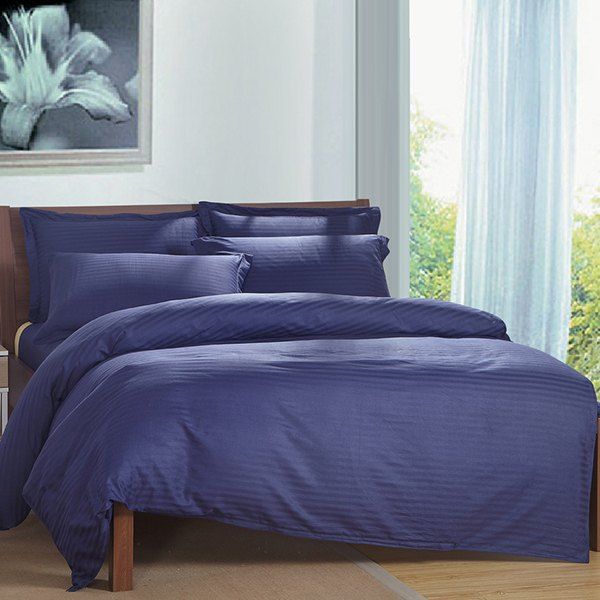 

Comfortable Hotel Home Decor Cotton 4PCS Bedding Set, Deep blue