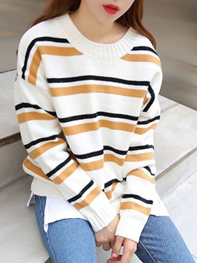 Striped Sweater en vrac - Kaki ONE SIZE
