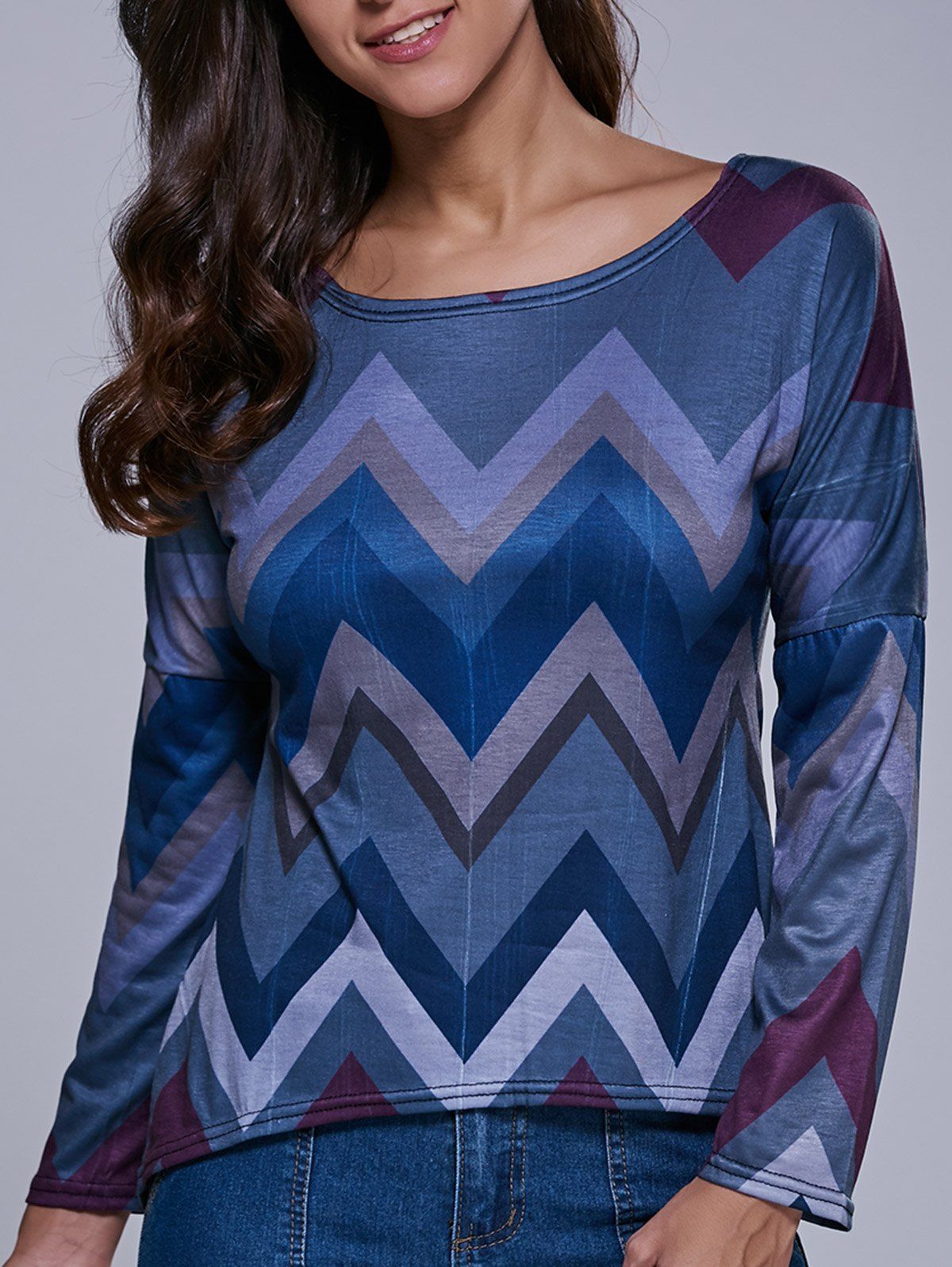 

Zig Zag High-Low T-Shirt, Blue
