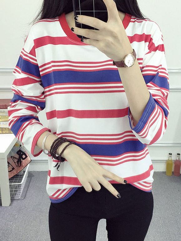 Stripe vrac T-shirt - Rouge L