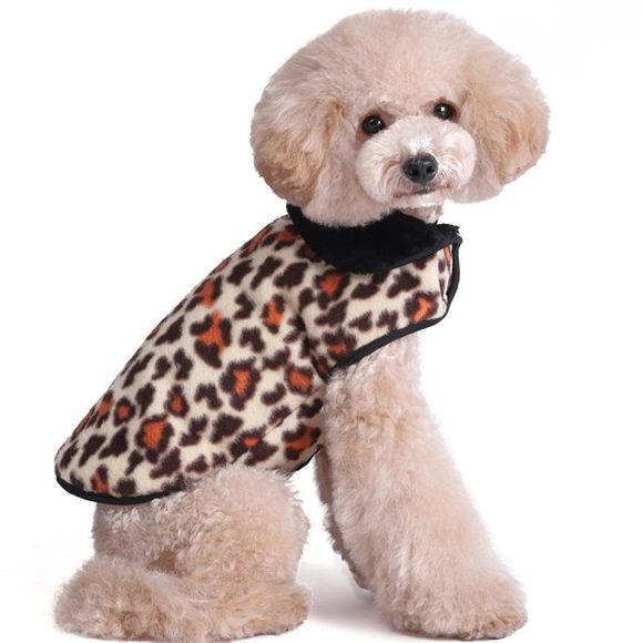 Thickening doux Nap hiver léopard chaud Vêtements Puppy Imprimer Veste Manteau - Brun M