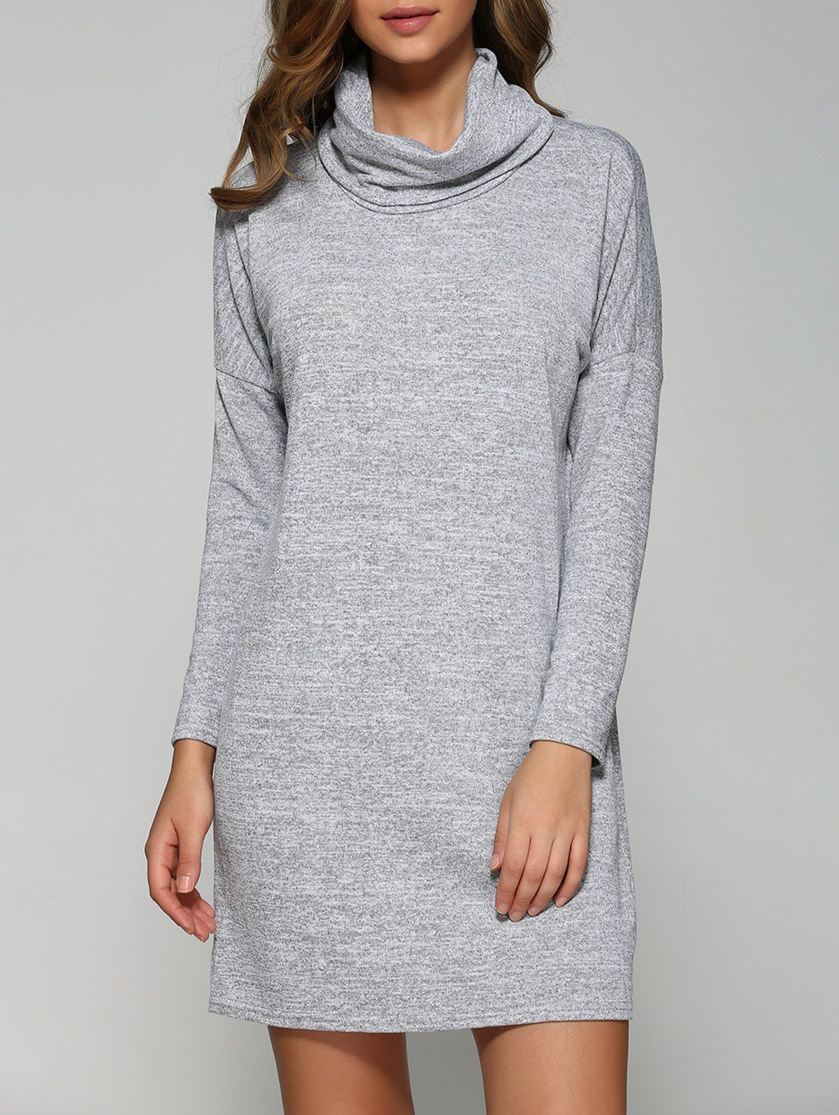 

Turtleneck Long Sleeve Dress, Gray