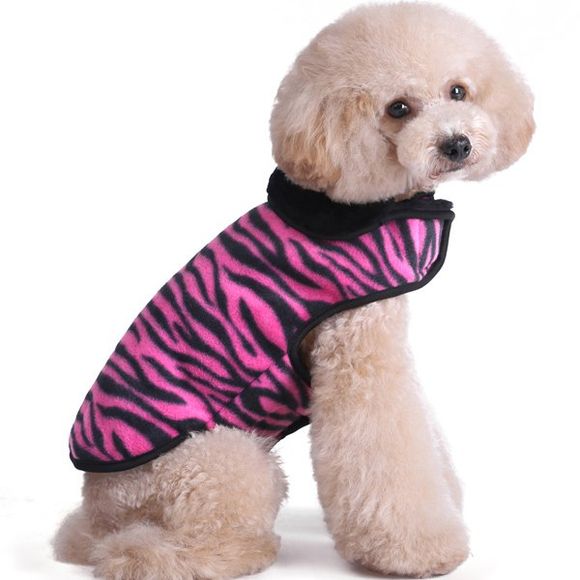 Épaississement doux Nap hiver chaud Zebra Stripe Vêtements Puppy Veste Manteau - Rose XL